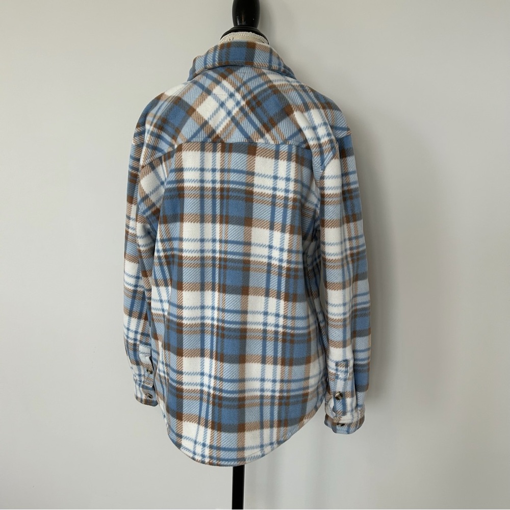 Sage Collective Blue Fleece Flannel Button Down Shirt Jacket - Picture 3 of 4